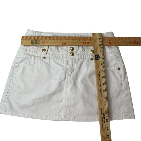 BCBG Max Azria White Denim Mini Skirt with Gold Button Detail Size 27 - Picture 6 of 6